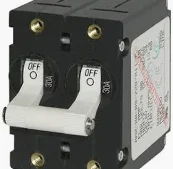 Blue Sea A-Series White Toggle Circuit Breaker - Double Pole 10A - 50A