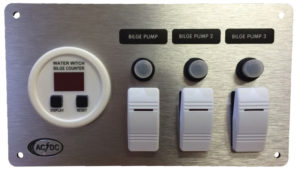 Bilge Pump Panel With Digital Counter For 3 Pump System, Aluminum