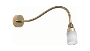 Gold Kiel with White Glass Shade, Built in Dimmer