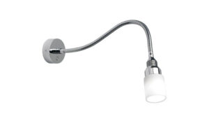 Chrome Kiel with White Glass Shade, Built in Dimmer