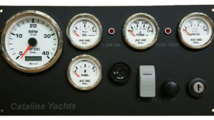 Catalina Sailboat Engine Instrument Panel 5 Faria Gauges