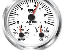 Multi Function Gauge Gasoline White 7K Tach, Gauge Kit GT0099A