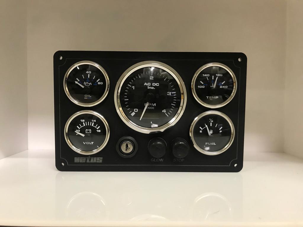 Vetus Engine Instruments Panel, 100 USA Made Pre Wired AC DC Marine Inc.