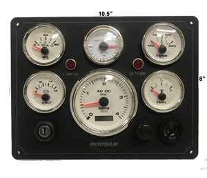 6 Gauges Doosan Diesel Engine Marine Instrument white