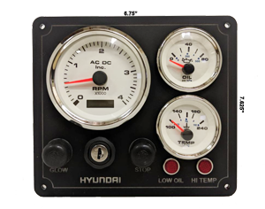 Hyundai Engine Instruments Panel, 100% USA Made Pre Wired 3 gauges white