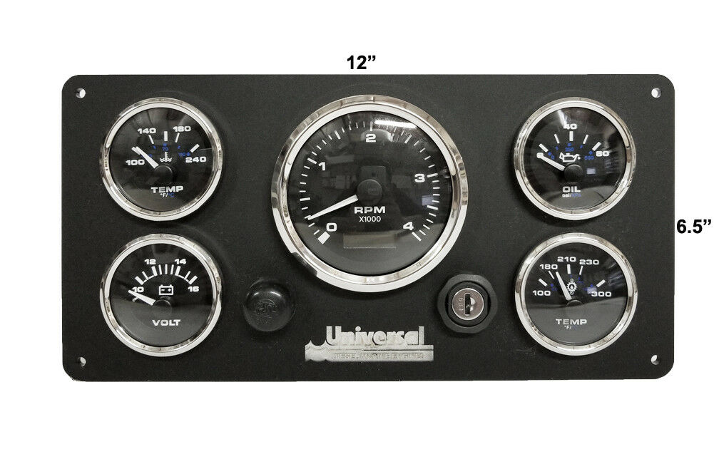 Universal Engine Marine Instrument Panel Pre Wired USA Made package