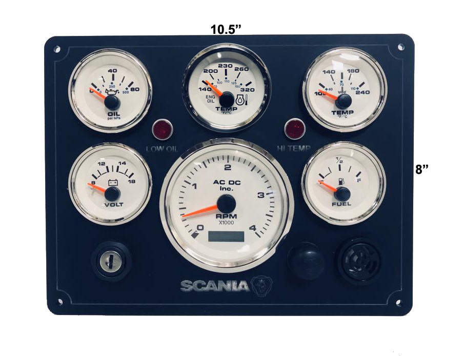 *Scania 4000 RPM Marine Engine Instrument Panel Pre Wired USA Made AC DC Marine Inc.