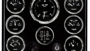Caterpillar Diesel Engine Instrument Marine Panel with 7 Premier Gauges + LED Multi-Alarm Gauge (Made in USA)