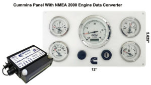 Cummins Marine Instrument Panel + NMEA 2000 Engine Data Converter Package - 5 Premier Gauges (Made in USA)