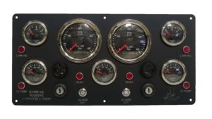 Custom Kodiak Marine Dual Engine Panel for Cummins with Sample Logo 7 OffShore Gauges