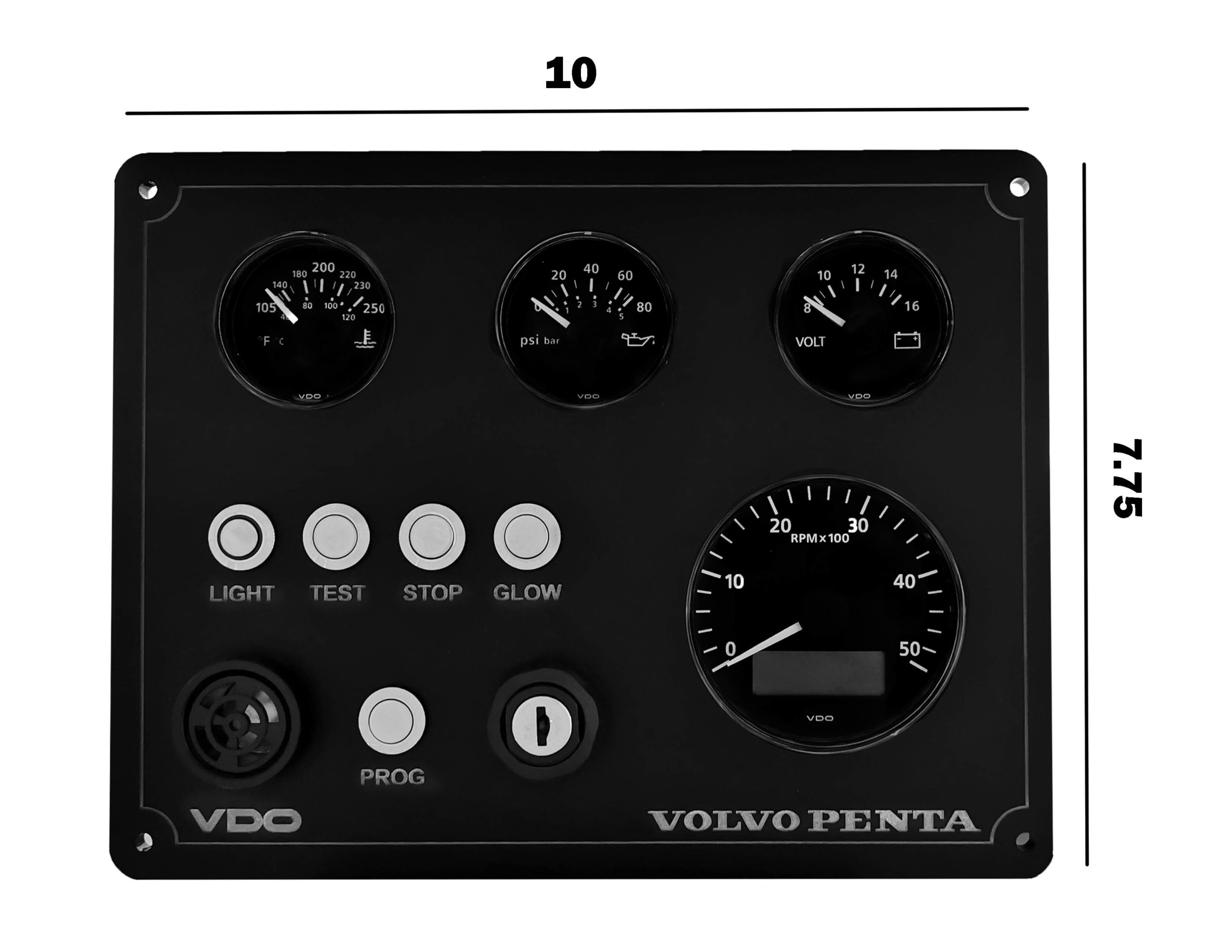 Volvo Marine Engine Control Panel with VDO viewline Gauges – AC DC