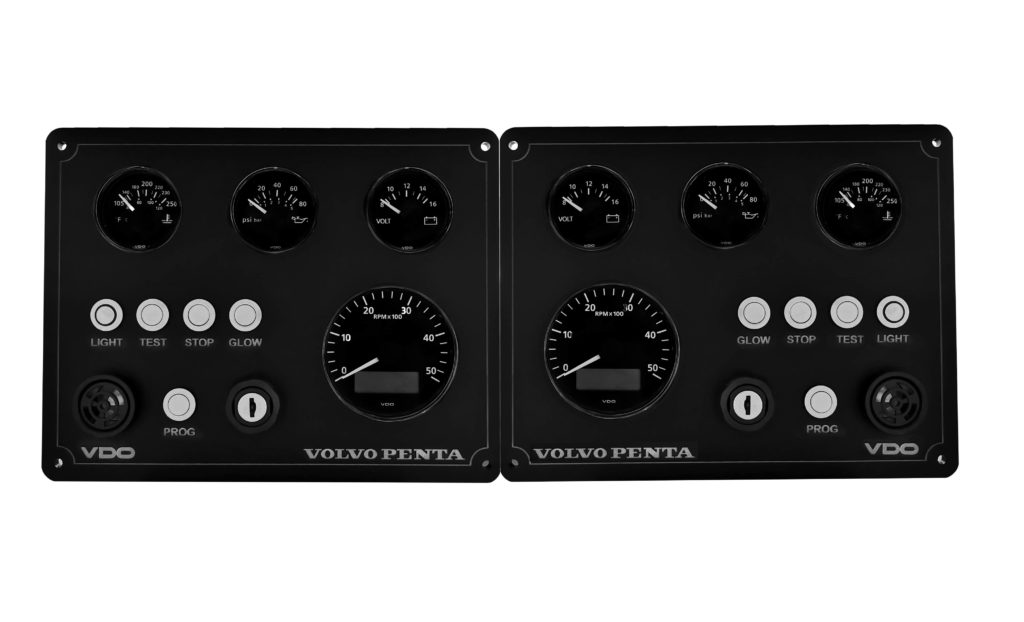 Volvo Marine Engine Control Panel with VDO viewline Gauges AC DC