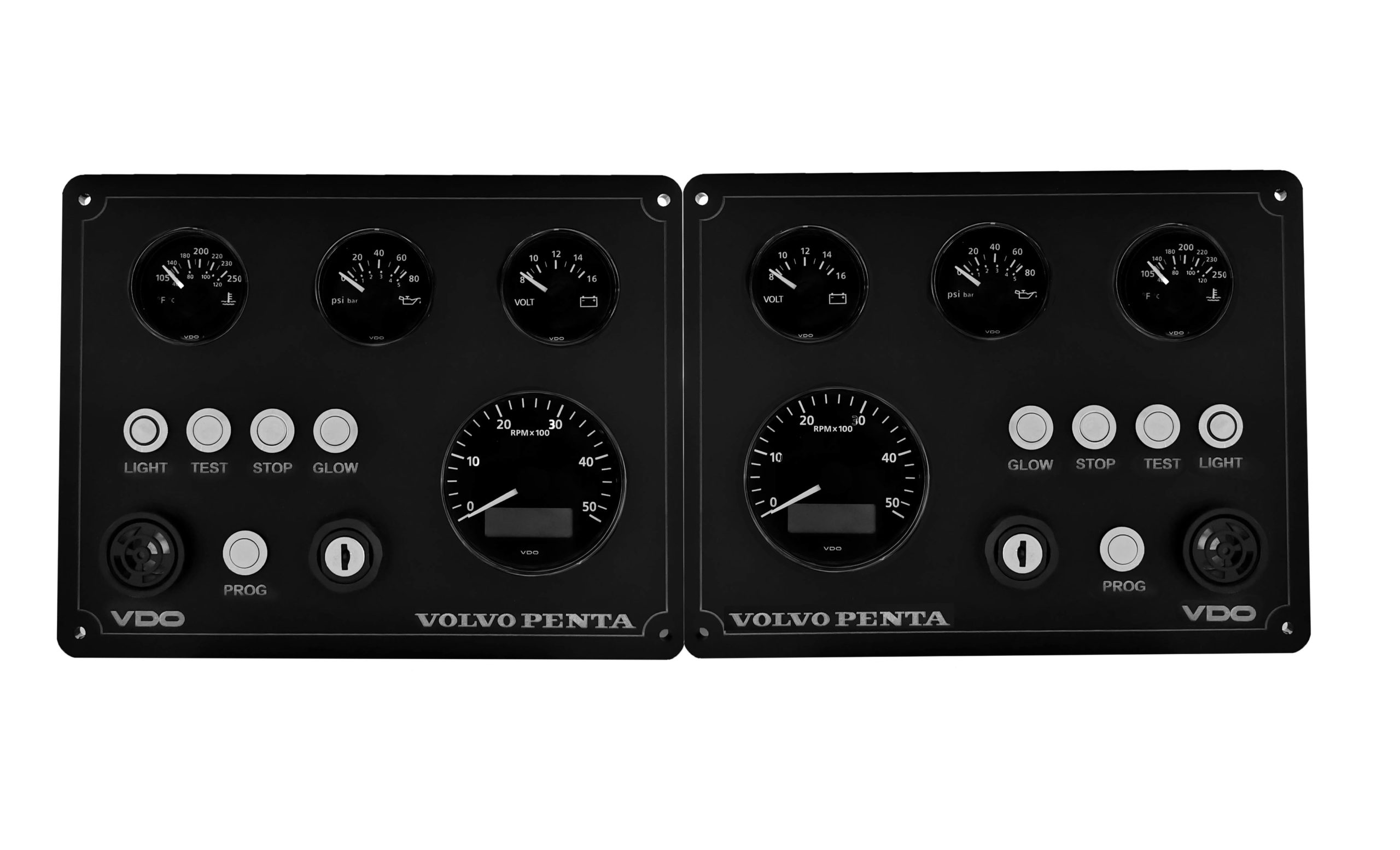Volvo Marine Engine Control Panel with VDO viewline Gauges – AC DC