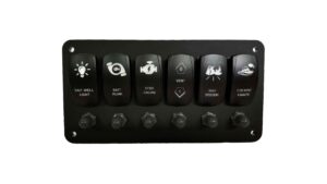 Switch Accessory Panel with 6 Rocker Switches and 6 Push Buttons Circuit Breakers