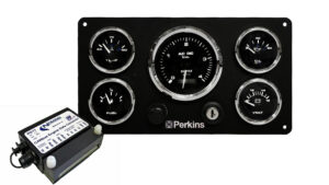 Perkins Marine Instrument Panel + NMEA 2000 Engine Data Converter with 5 Premier Gauges (Made in USA)