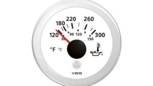 VDO Switzerland Marine 2-1/16 in. ViewLine 300F/150C Electric Oil Temperature Gauge 12/24V White