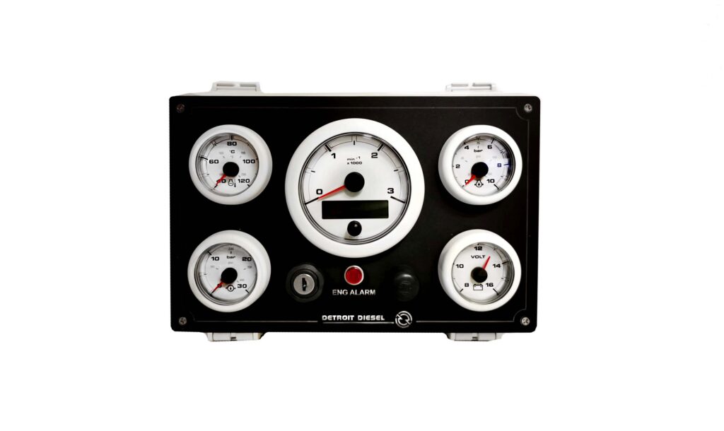 Detroit Diesel Marine Engine Control Panel with VDO OL Gauges and