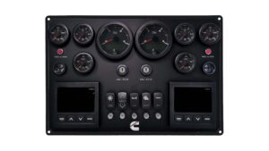 Custom Dual Engine Cummins Panel + Rocker Switches - 8 OceanLink Gauges + 2 OceanLink TFT Displays