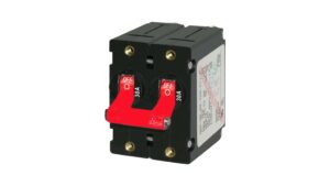 Blue Sea A-Series Red Toggle Circuit Breaker - Double Pole 20A, 30A, 50A