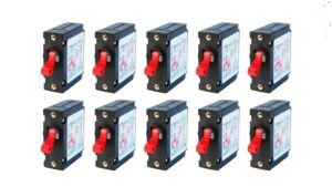 Blue Sea A-Series Red Toggle Circuit Breaker 5A - 50A - World Single Pole 10 pack