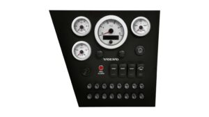 Custom Volvo Engine Marine Instrument Panel with Rocker Switches & Circuit Breakers 4 OceanLink VDO Gauges