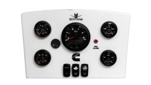 Cummins Custom Control Panel with Sample Logo & Rocker Switches 5 OceanLink Gauges