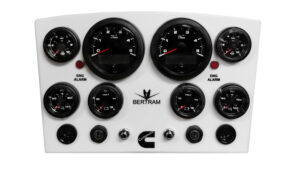 Custom Cummins Dual Engine Panel with Sample Logo 8 OceanLink VDO Gauges