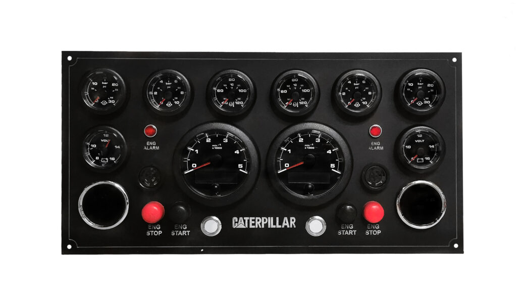 Custom Caterpillar Engine Marine Instrument Panel with OL VDO Gauges