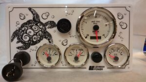 Lehman Marine Diesel Engine Panel Sea Turtle Tattoo Series with 4 Premier Gauges (Made in USA)