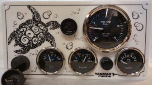 Yanmar Diesel Engine Panel Sea Turtle Tattoo Series with 4 Premier Gauges (Made in USA)