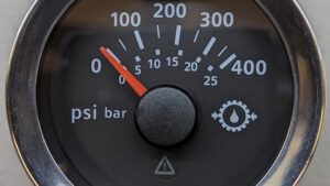 ViewLine Cockpit Glass Pressure Gauge 400 PSI / 25 Bar  Black/Stainless Steel - Part No. B00118601 Bezel