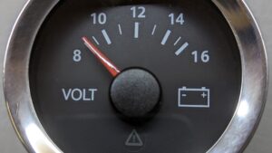ViewLine Cockpit Glass Voltmeter Gauge  8v-16v Black Dial w/Stainless Steel Bezel - Part No. B00118401