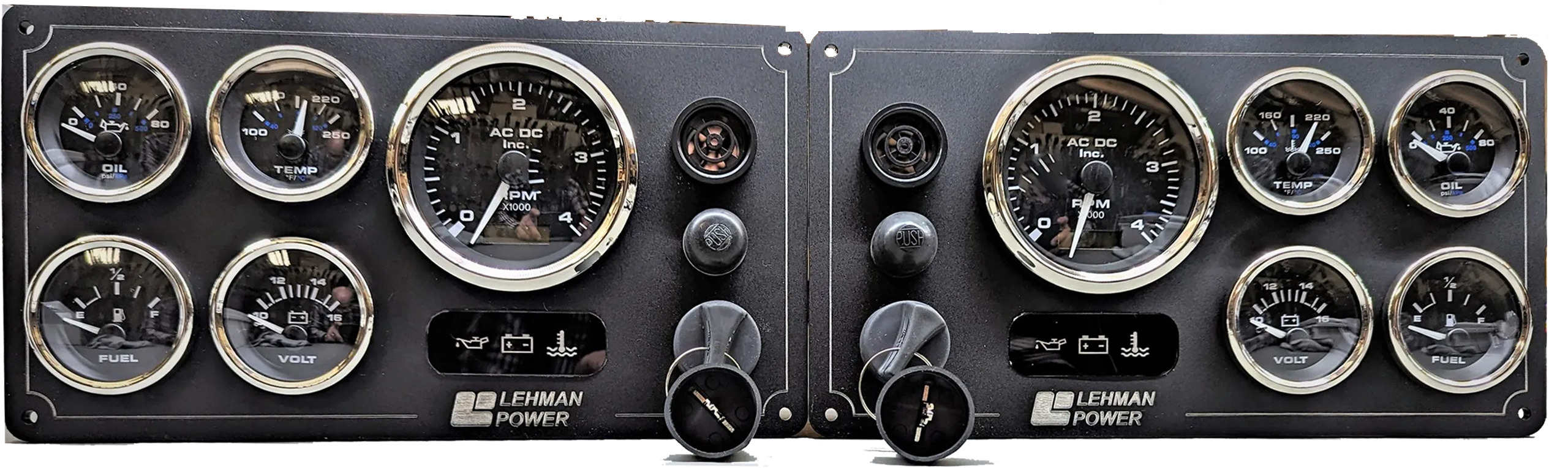 Lehman Power Marine Engine Dual Panel Set – 10 Premier Gauges (Made in ...