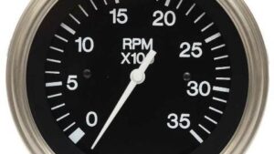 Veethree Tachometer 3500 RPM black - 3 3/8" magnetic pickup - Part No. 82303P