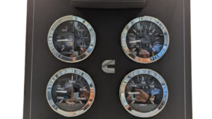 Custom Cummins Panel + Sample Logo with NMEA Universal Engine Gateway Monitor with 4 Cockpit Gauges