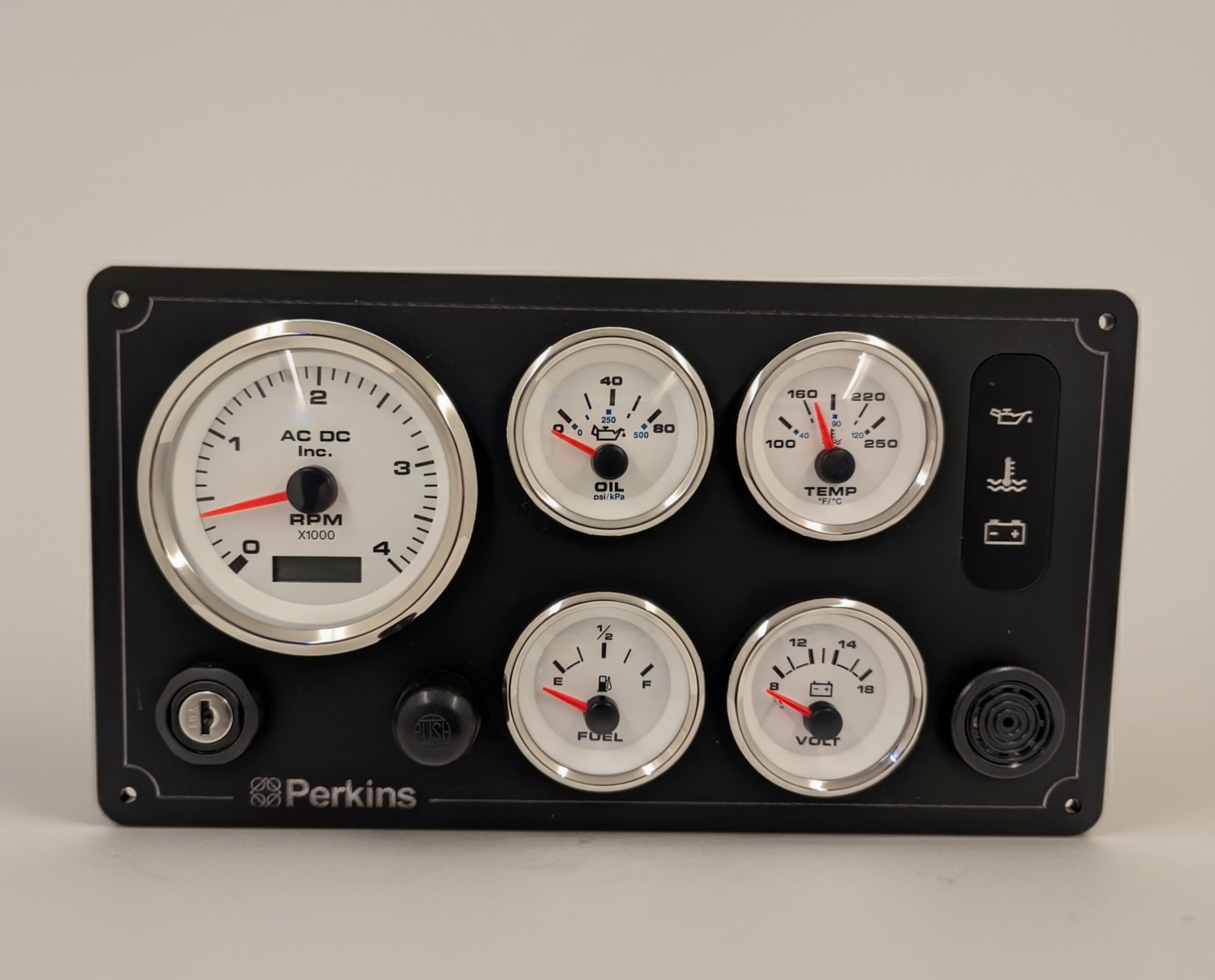 Perkins Engine Marine Instrument Panel 5 Premier Gauges (Made in USA) - Image 1