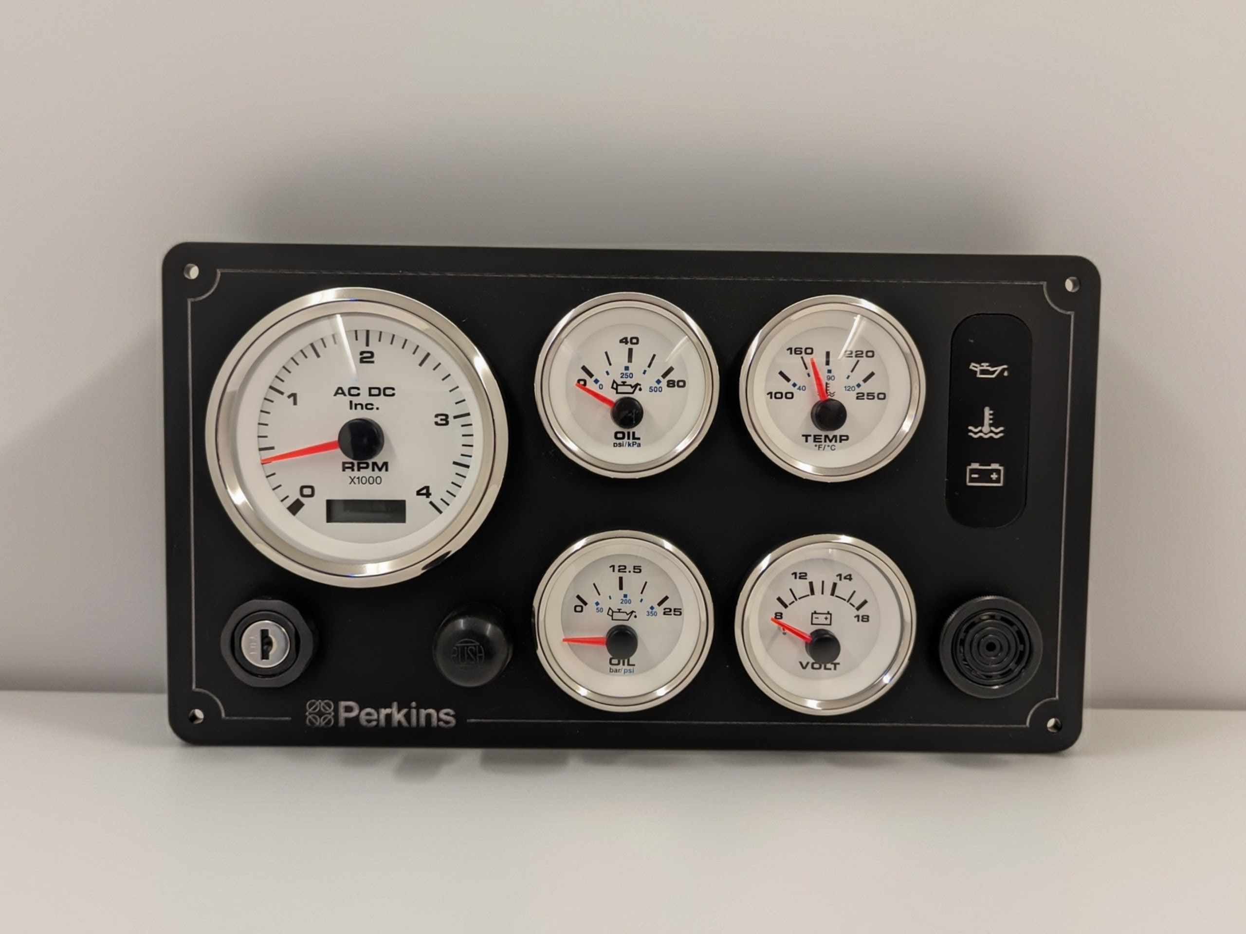 Perkins Engine Marine Instrument Panel 5 Premier Gauges (Made in USA) - Image 3