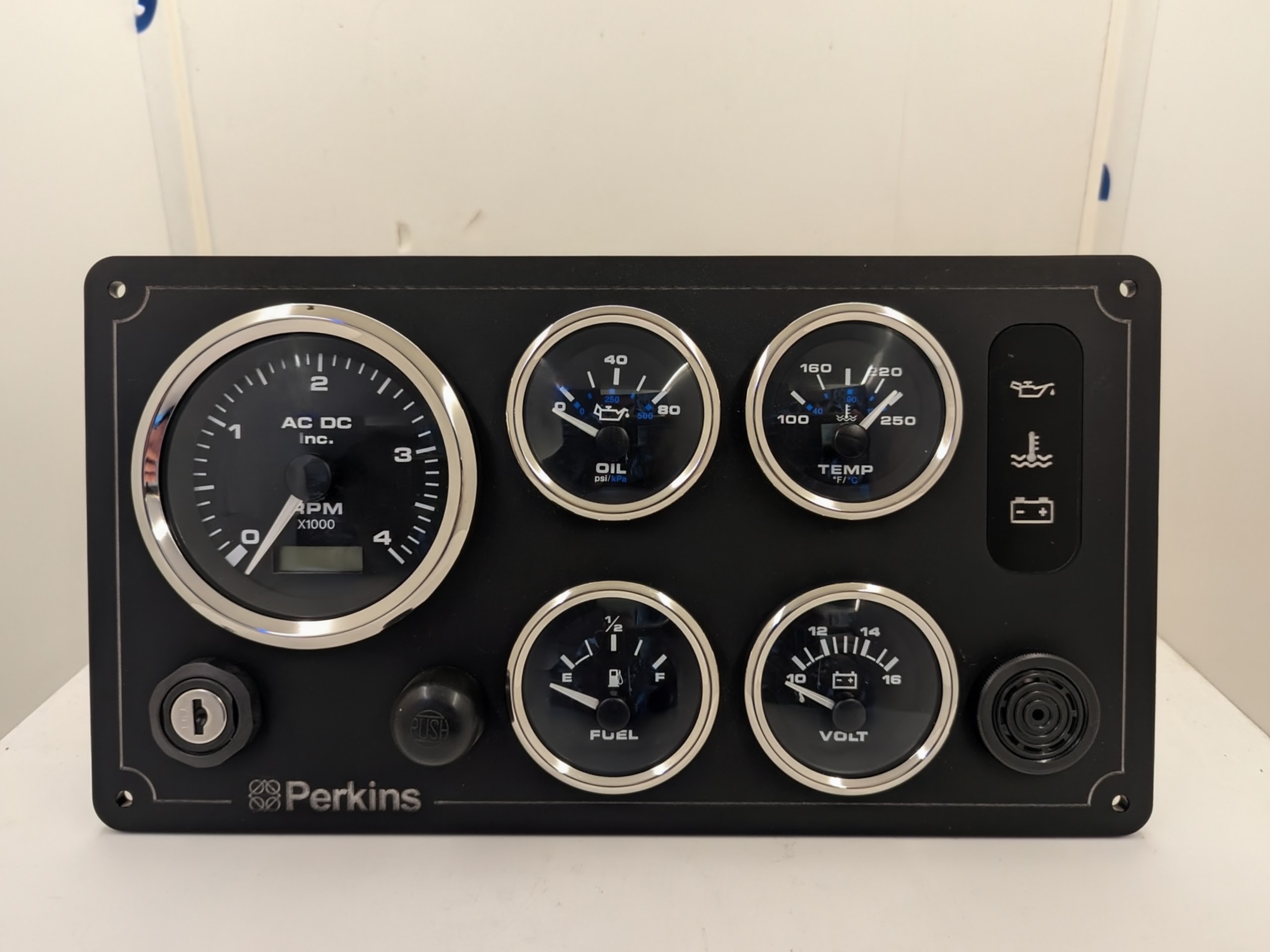 Perkins Engine Marine Instrument Panel 5 Premier Gauges (Made in USA) - Image 1