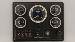 John Deere Black Marine Panel - 5 Premier Gauges w/Fuel (Made in USA)