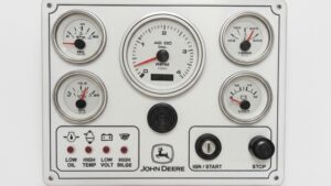 John Deere White Marine Panel - 5 Premier Gauges w/Trans Oil Pressure (Made in USA)