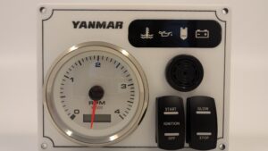 Yanmar Engine Panel with Rocker Switches 1 Premier Tachometer (Made in USA)