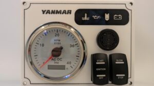 Yanmar Diesel Engine Panel with Rocker Switches 1 Offshore Tachometer Gauge