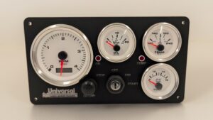 Universal Marine Black Instrument Panel 4 Premier Gauges (Made in USA)